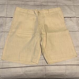 Island Importer Mens Size 38 Linen Maui Shorts Natural